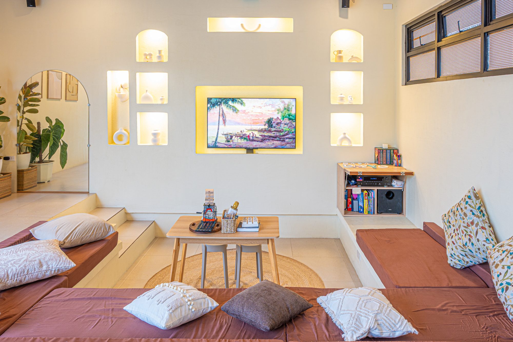 Living room with TV wall