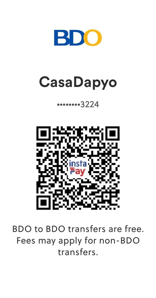 BDO bank transfer QR code for Casa Dapyo